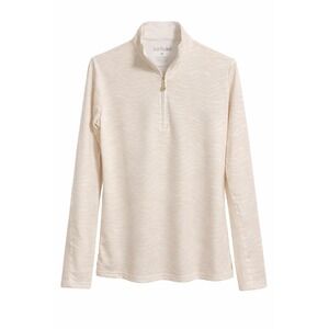 SanSoleil Women's Medium 1/4 Zip UV 50+ Cooling Long Sleeve Golf Top Beige